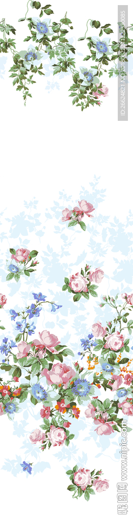 手绘玫瑰花水彩画图案素材