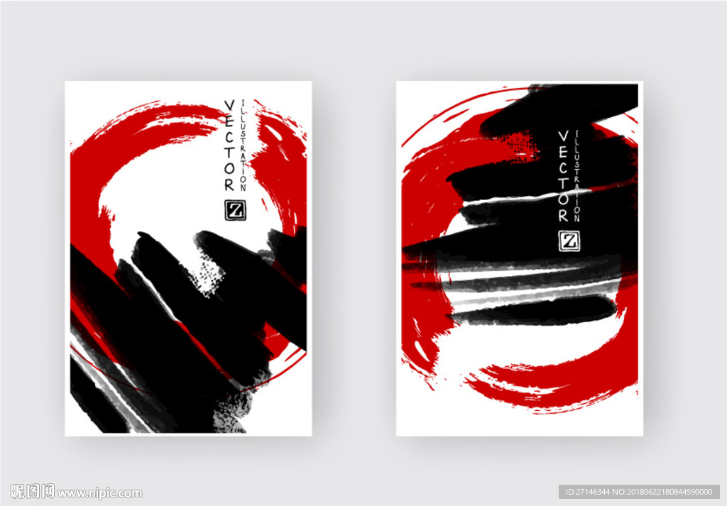 矢量水墨涂鸦创意海报背景