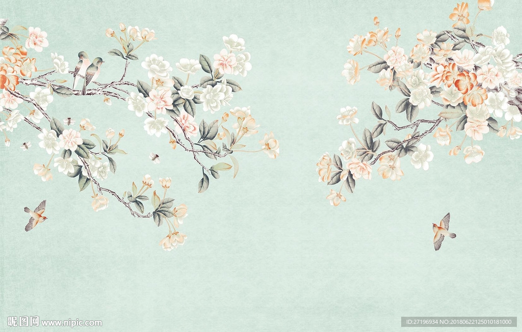 新中式梅花 花鸟图