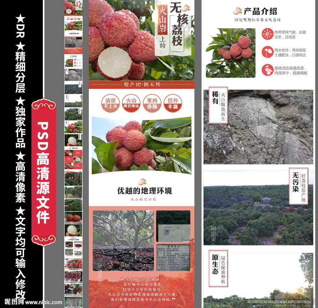 荔枝水果详情页 无核 红色