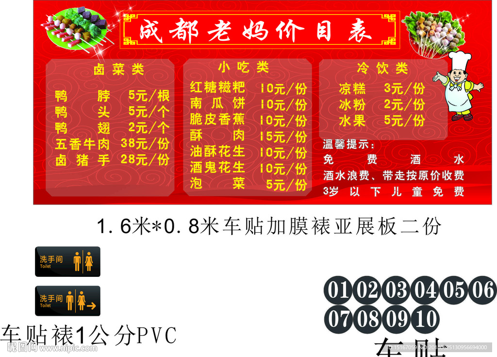 成都老妈价目表