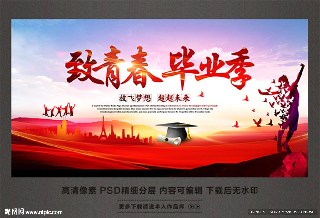 致青春毕业季校园宣传海报.