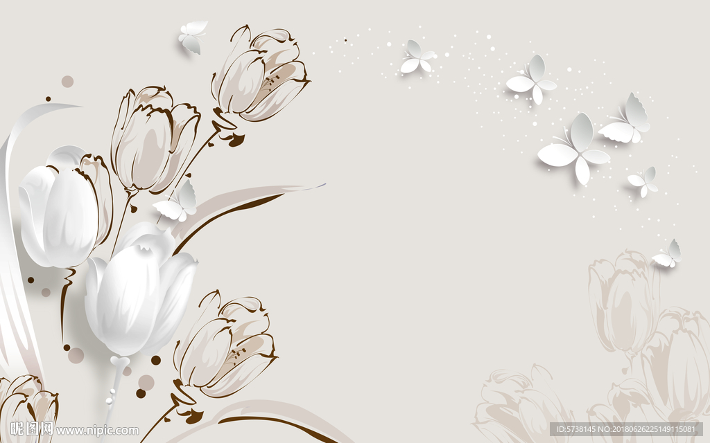 水墨现代简约立体蝴蝶艺术墙面电