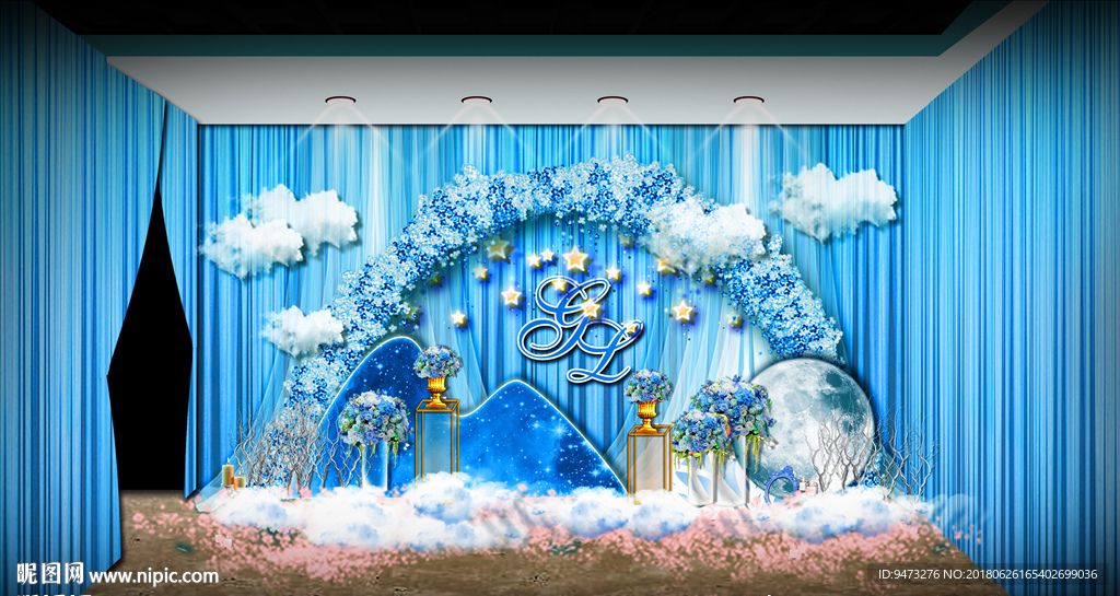 宝蓝色星空系主题留影区