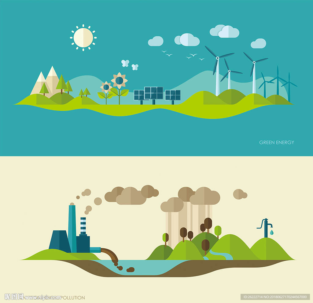 环境保护污染矢量插画