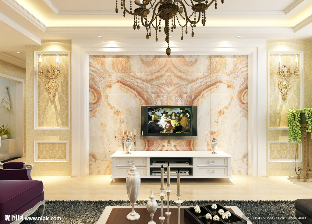 豪华电视墙纸样机