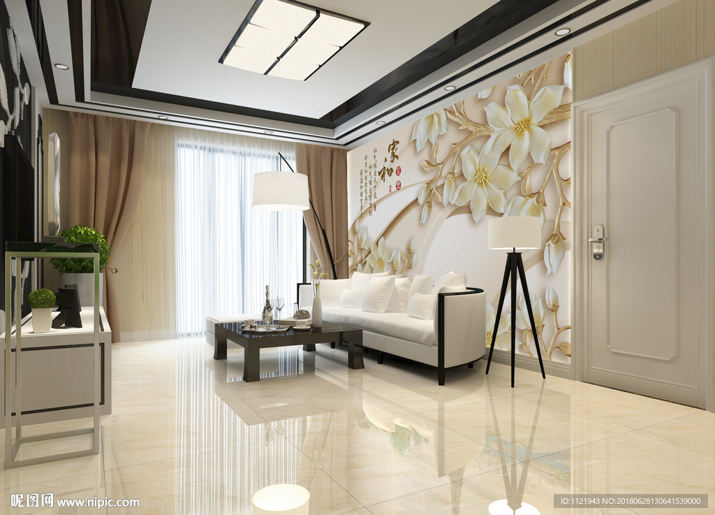 沙发背景墙纸样机