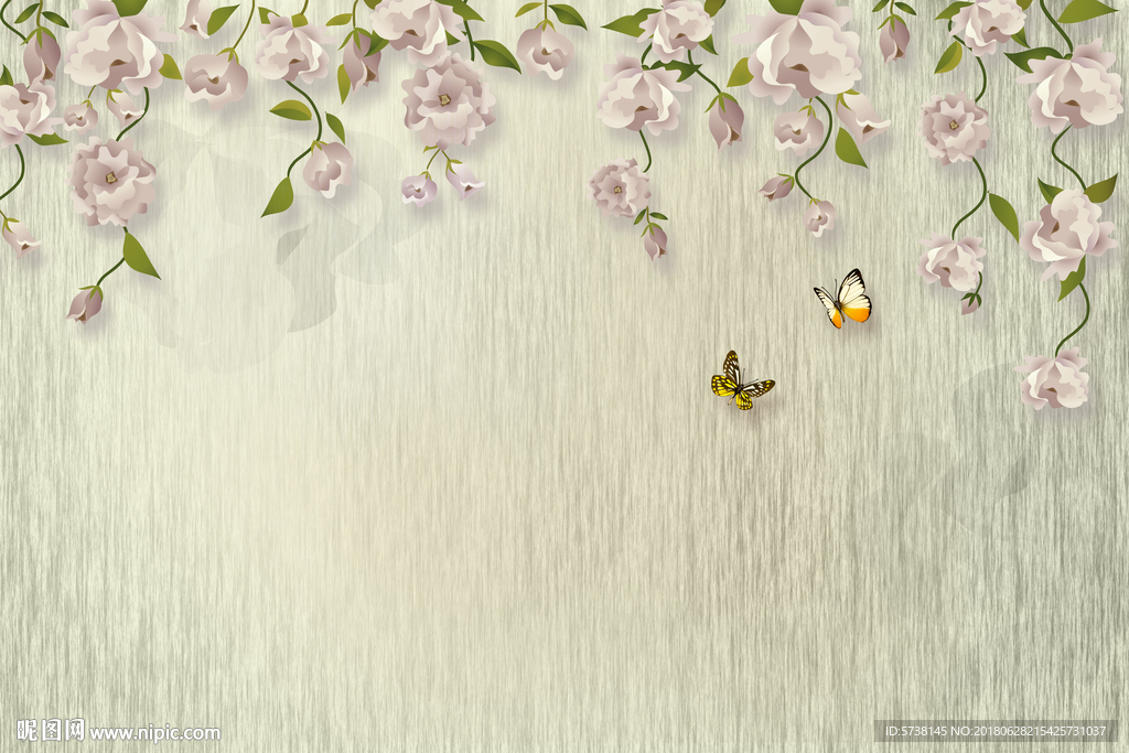 蝴蝶花朵艺术墙面电视背景底纹素