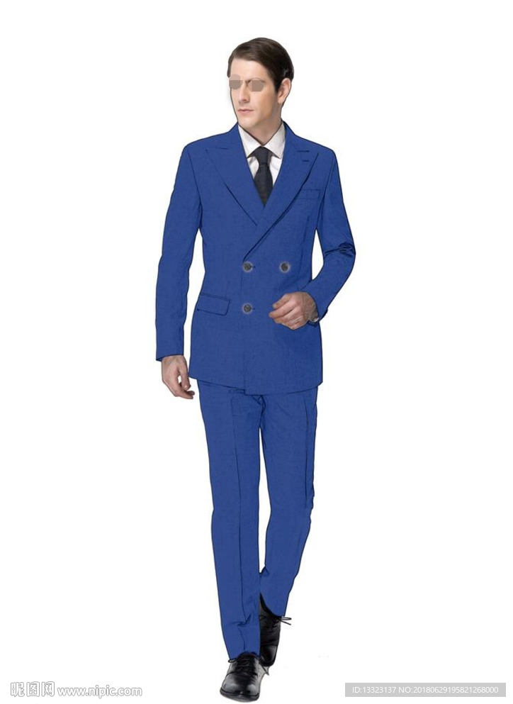 戗驳领2排4粒扣服装效果图西服