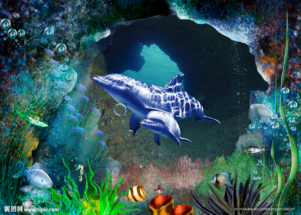 3D壁纸墙画 裸眼3D 地贴