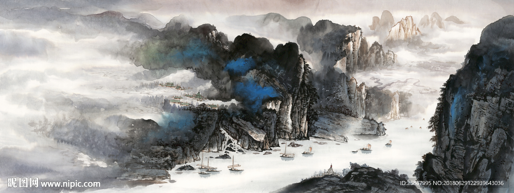 新中式山水壁画