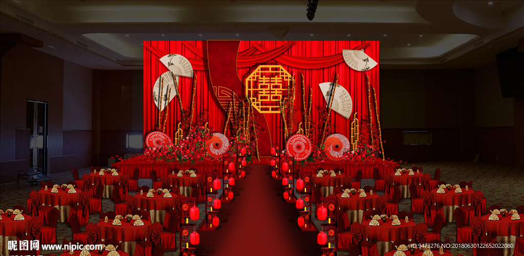 红色中式婚礼仪式区
