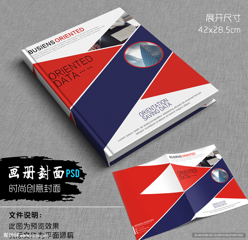 红蓝高档几何图案画册封面
