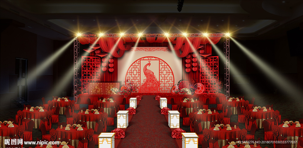 中式红色孔雀仪式区