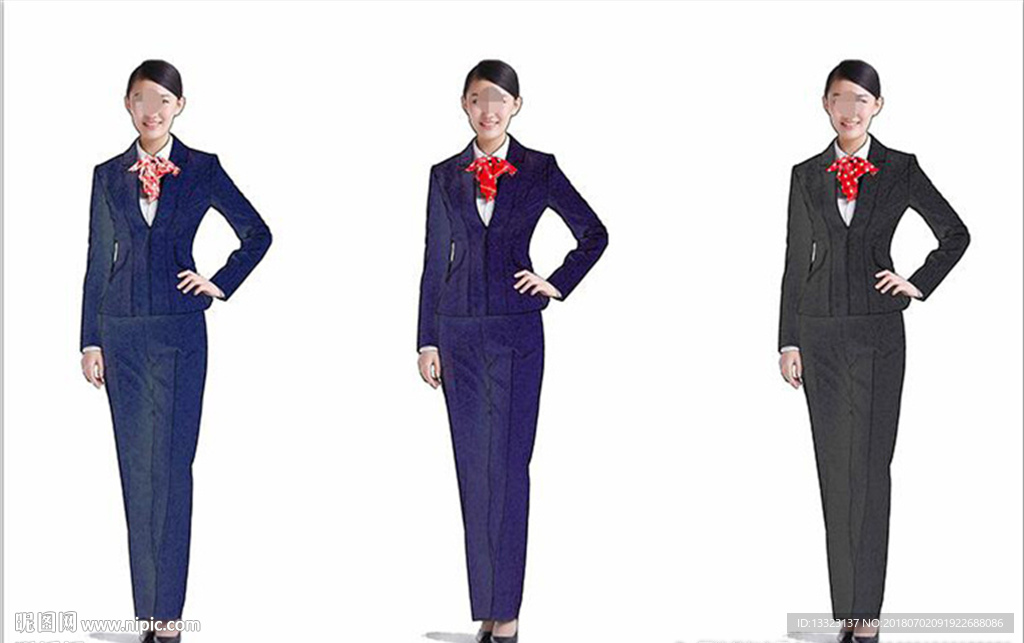 三种女款西服手绘效果丝巾效果