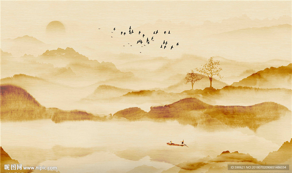 新中式国画背景墙