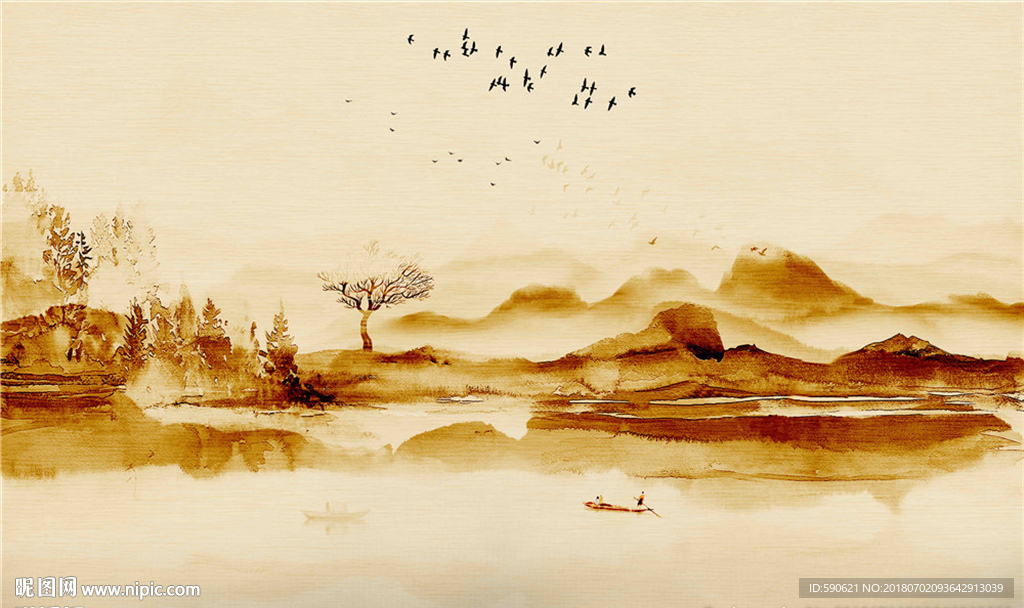 新中式国画背景墙