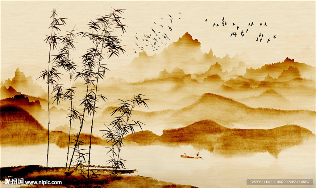 新中式国背景墙