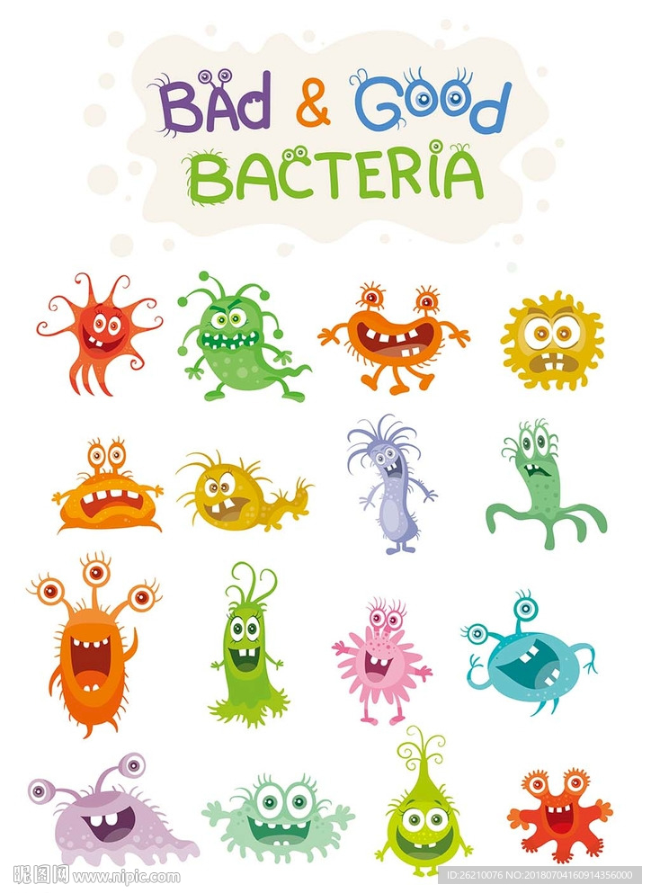 怪物细菌矢量卡通素材