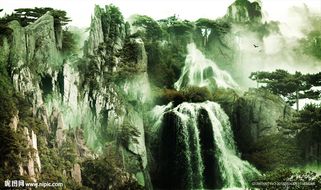 富水长流 山水画