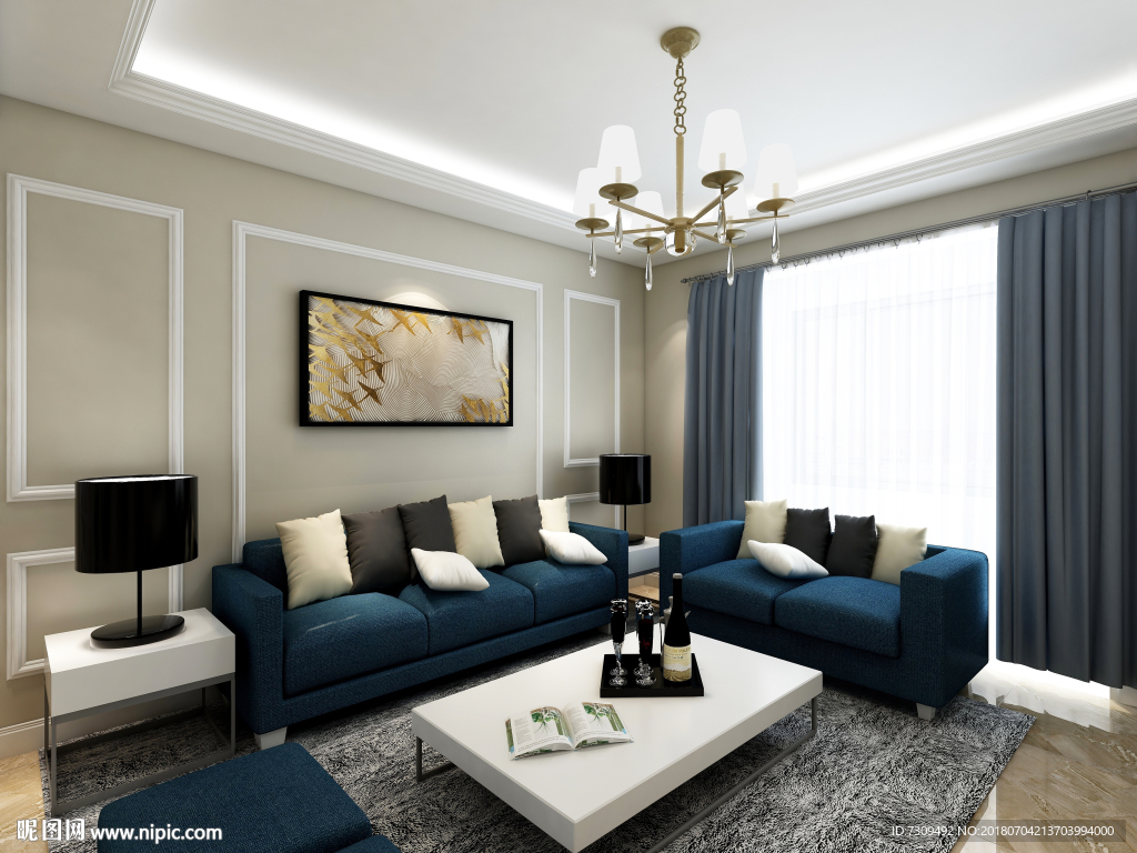 简欧室内装修客厅效果图