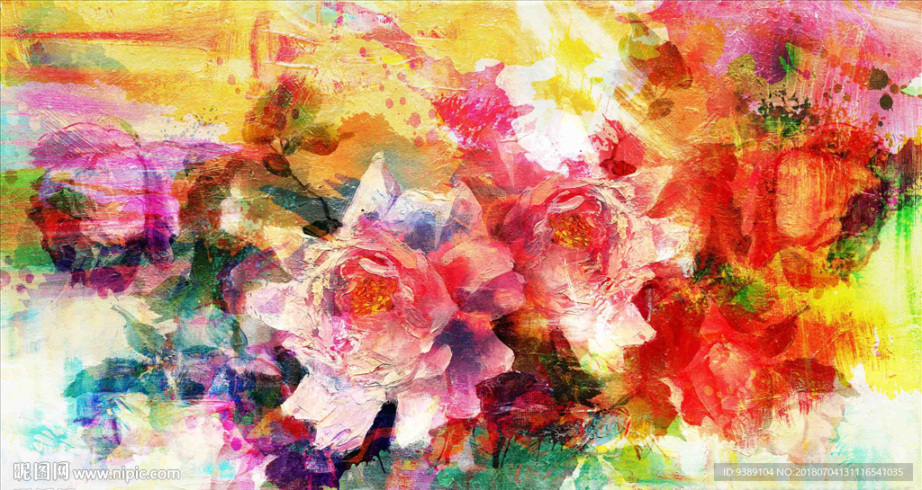 牡丹花的抽象画法图片