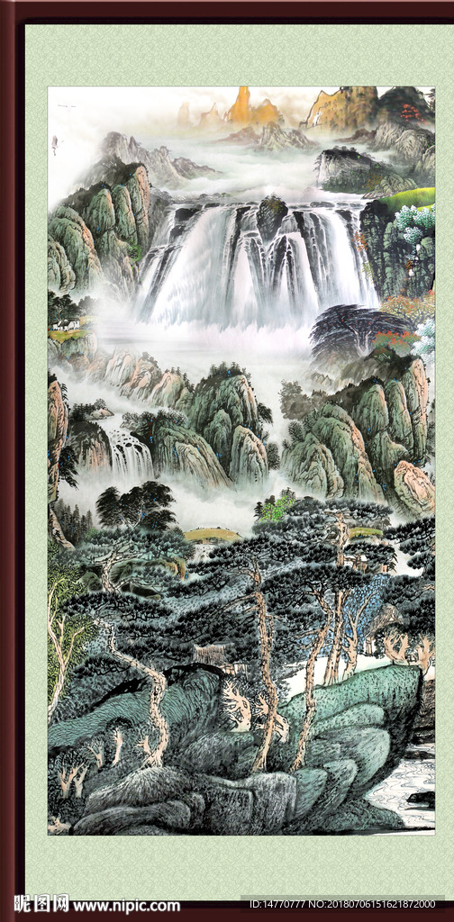 山水国画竖幅