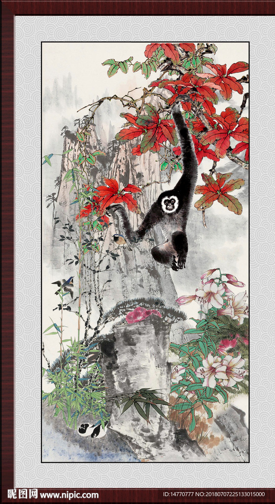 国画猴子图