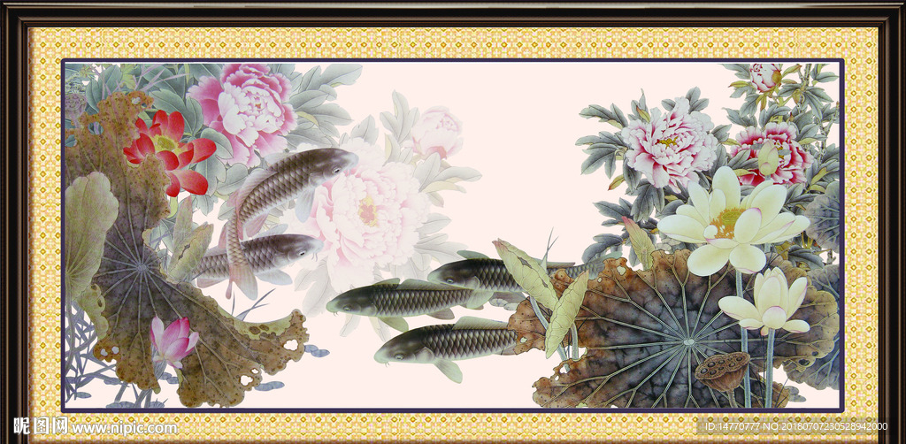 荷花鲤鱼图