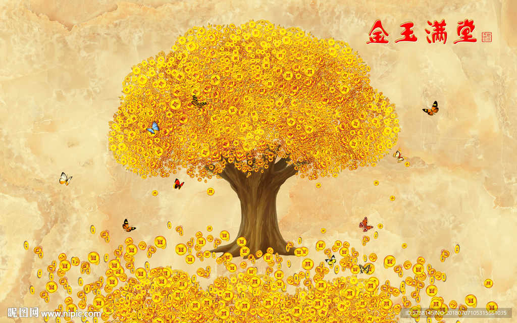 富贵金玉满堂大理石创意背景底纹