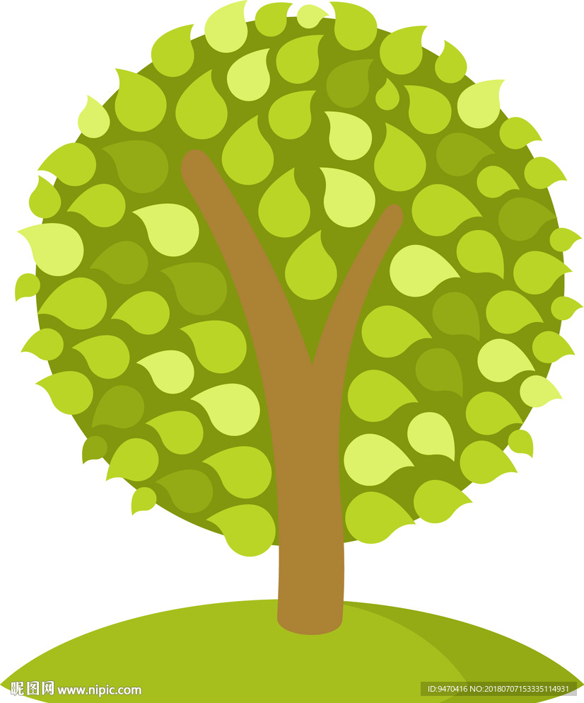 树卡通矢量素材绿叶圆树素材游戏