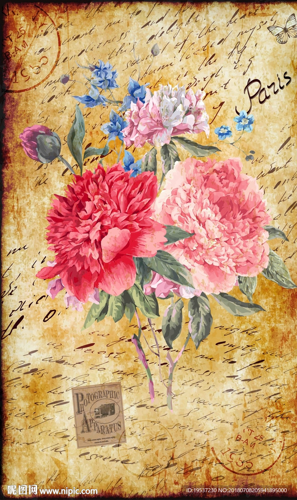 欧式复古花卉油画