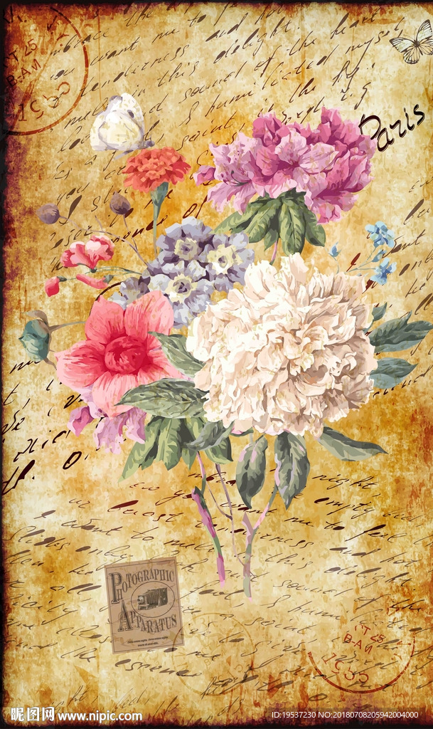 欧式复古花卉油画