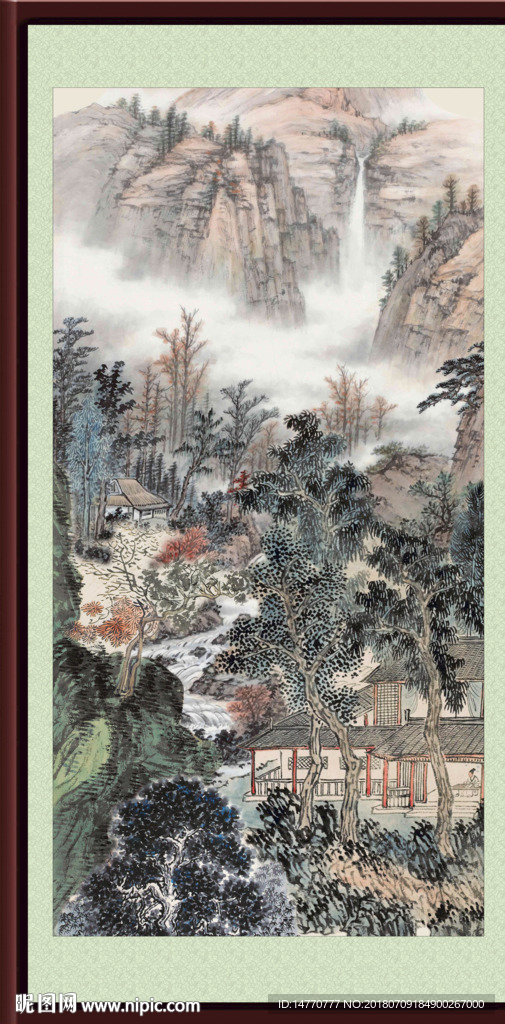 竖幅国画山水