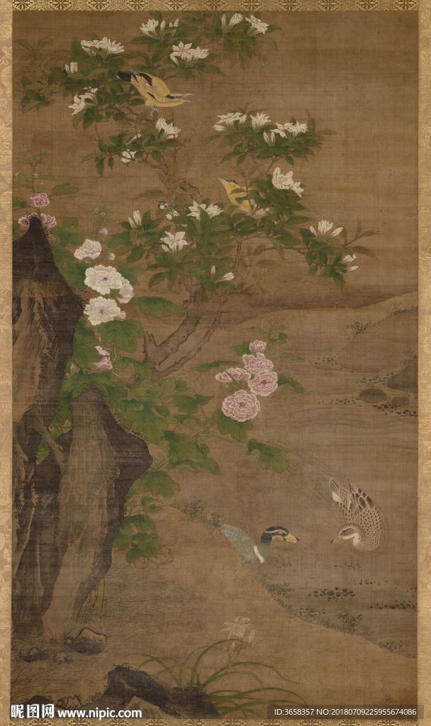 中国古典画四季花鸟图