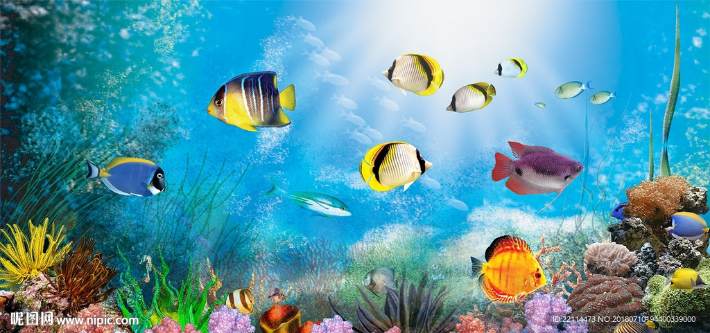 3d唯美海底世界电视背景墙图片