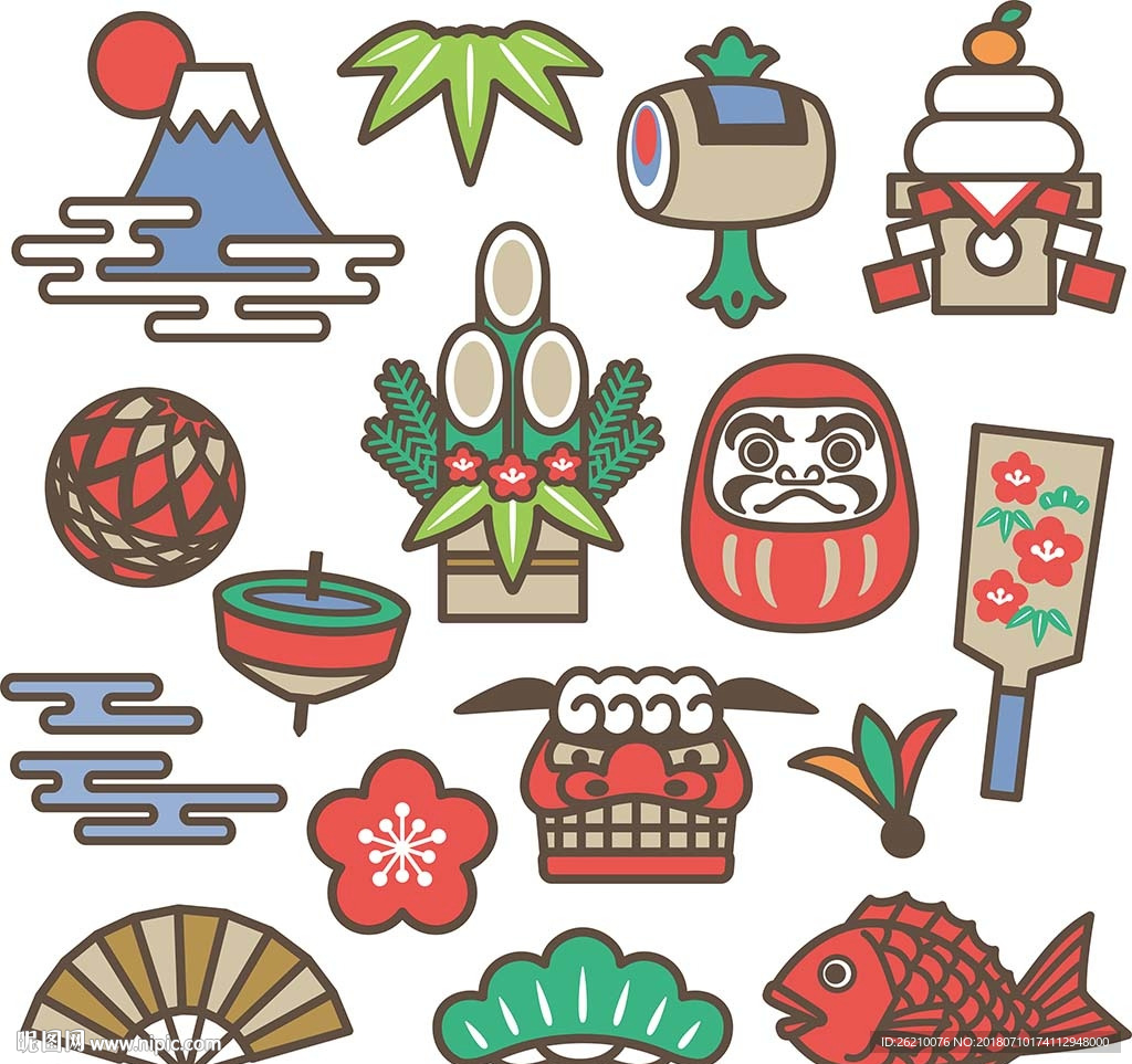 手绘矢量民俗素材