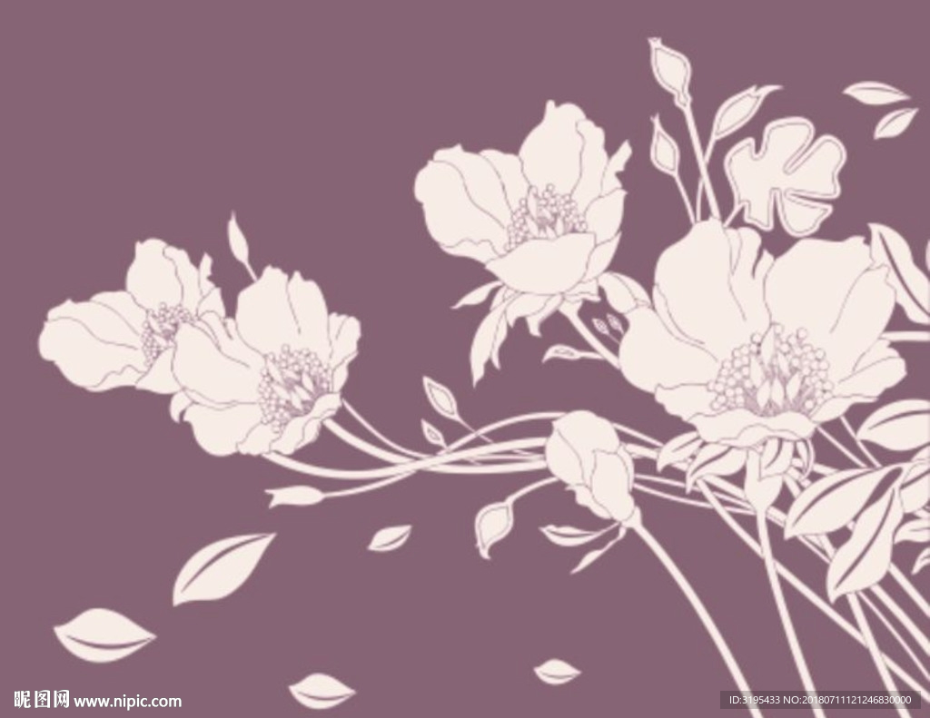 玉兰花 百合花 花 硅藻泥图案