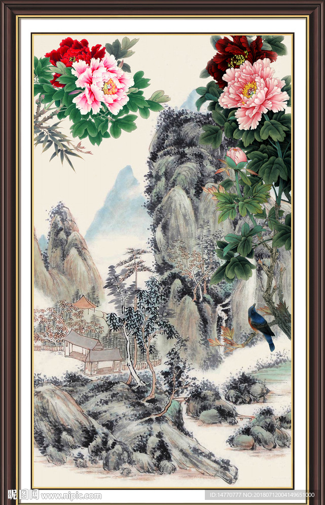 竖幅国画山水
