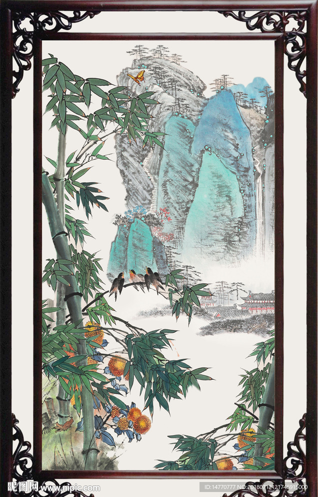 竖幅竹子国画