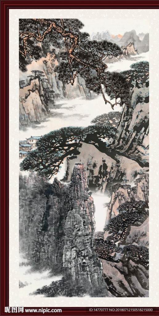 国画山水竖幅