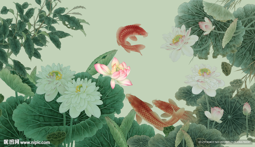 荷花背景墙