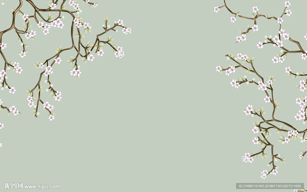 新中式简约花鸟背景墙