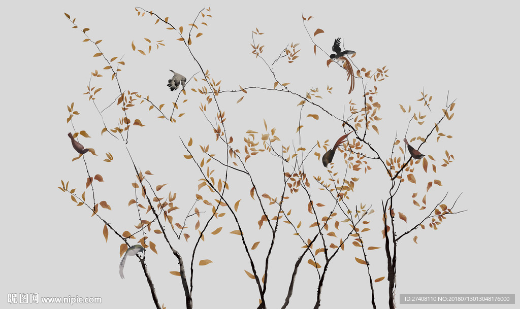 新中式 花鸟 新中式花鸟画