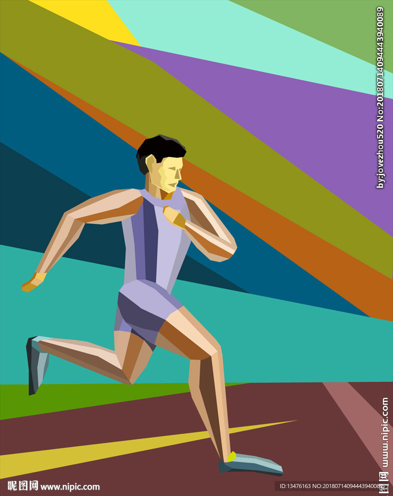 扁平化运动系列跑步卡通