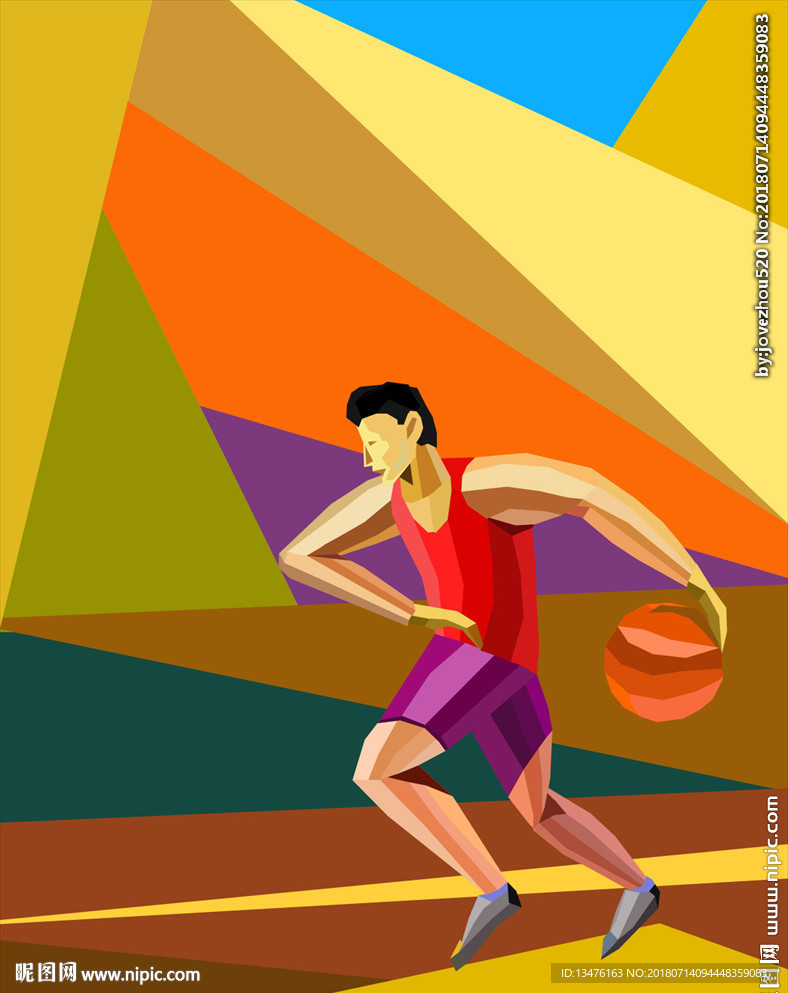 扁平化运动系列打篮球卡通