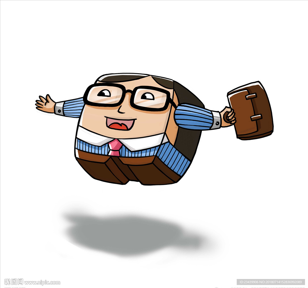 手绘方形工薪男