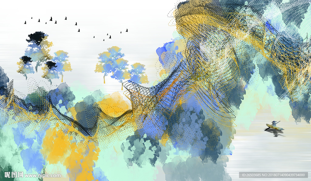 意境山水画背景墙