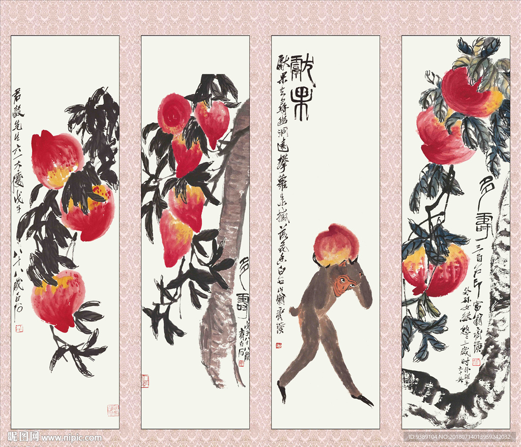 桃子国画