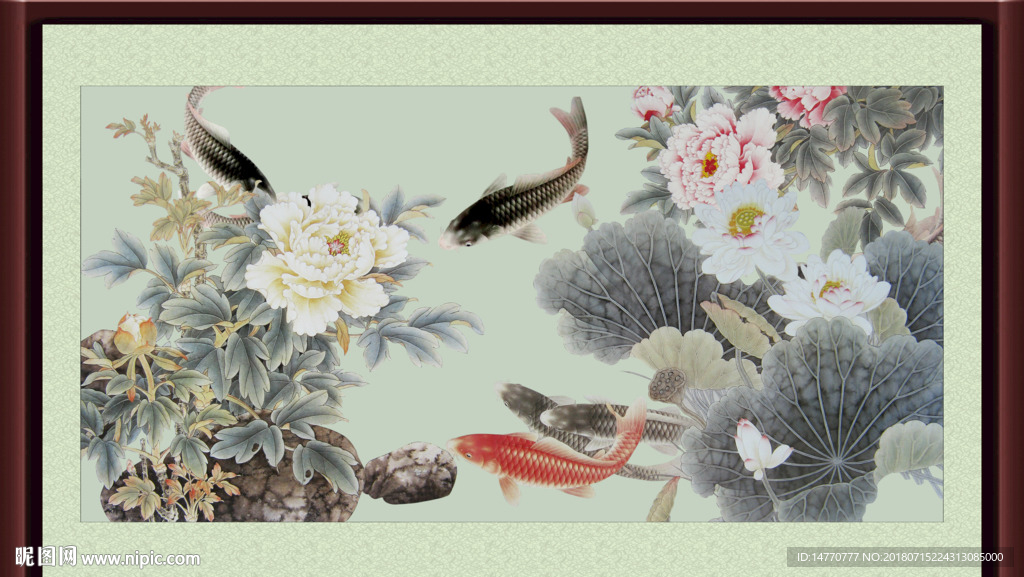 荷花鲤鱼图